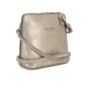 Pip Metallic Italian Leather Crossbody Handbag