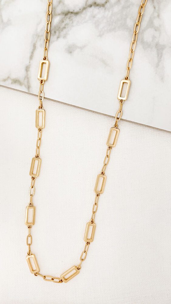 Square link hotsell gold necklace