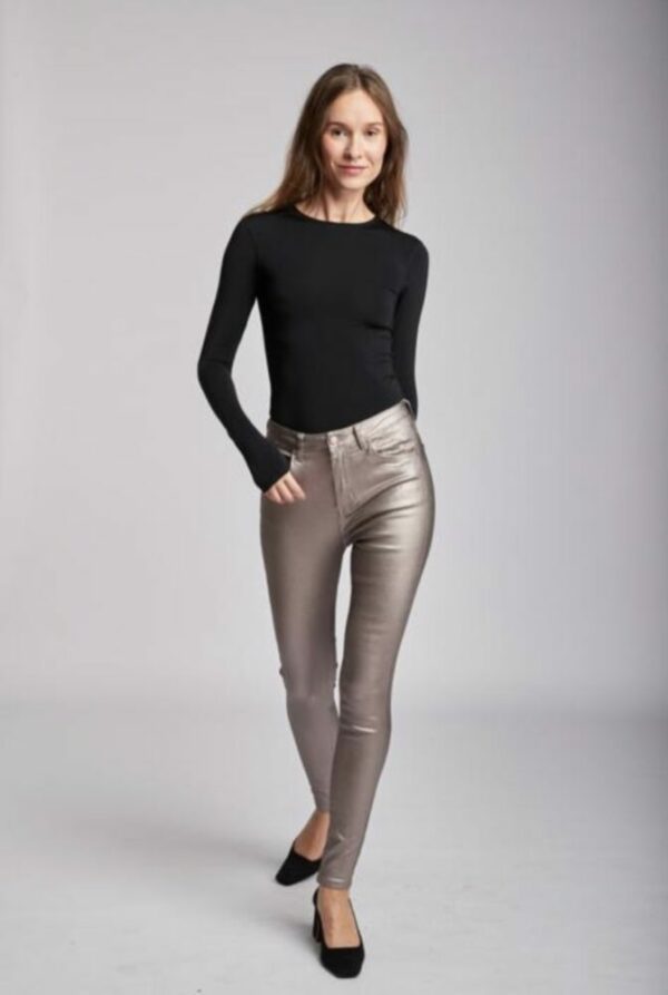 Gold Metallic Jeans - Image 3