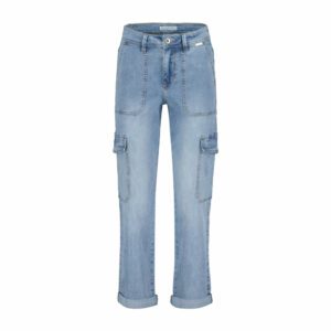 Red Button Denim Cargo Pants - Light Blue
