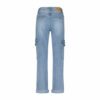 Red Button Denim Cargo Pants - Light Blue - Image 4