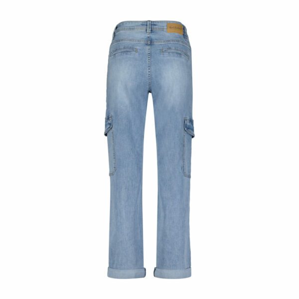 Red Button Denim Cargo Pants - Light Blue - Image 4