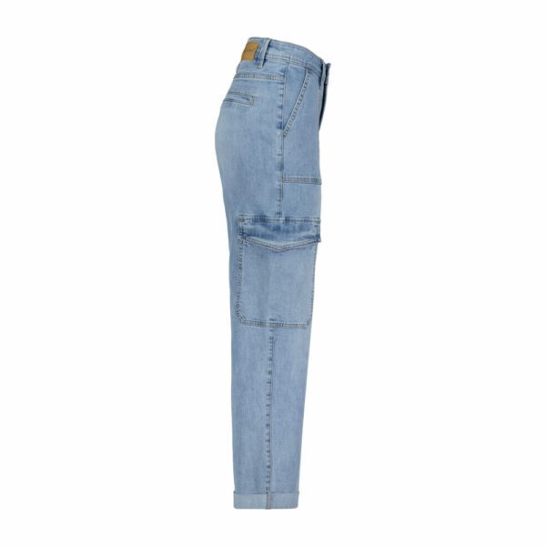 Red Button Denim Cargo Pants - Light Blue - Image 3