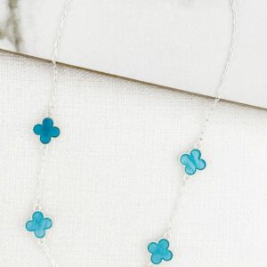Envy 3538 Short Clover Necklace in Pink, Blue & Turquoise