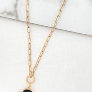 Envy 4021 Long Necklace with Pendant in Black & White