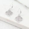 Envy 4050 Diamante Clover Earrings in Silver & Gold - Image 2