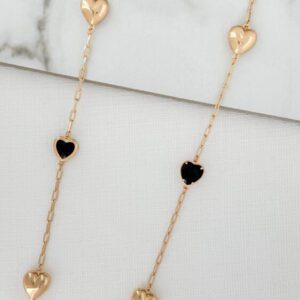 Envy 4058 Long Heart Necklace in Gold & Silver