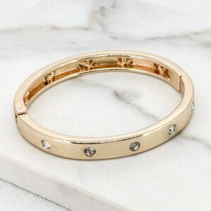 Envy 4143 Crystal Detail Hinged Bangle in Gold & Silver