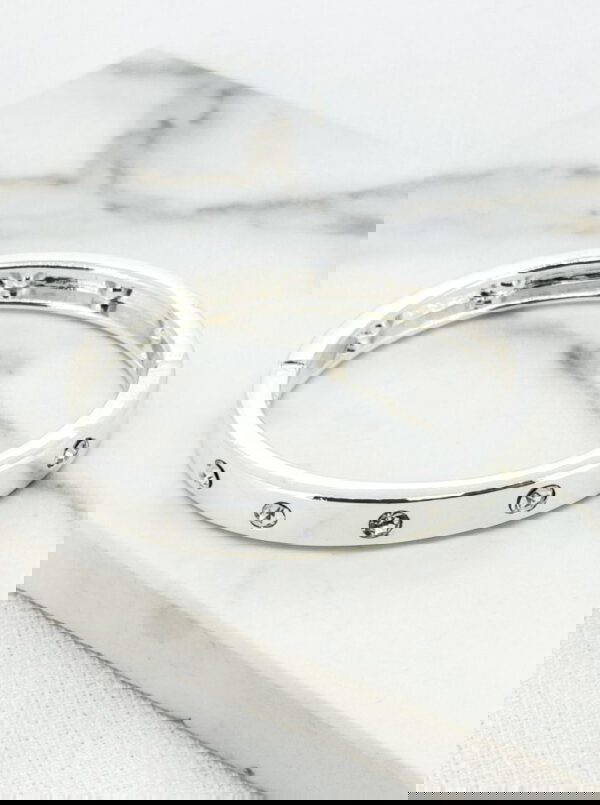 Envy 4143 Crystal Detail Hinged Bangle in Gold & Silver - Image 2