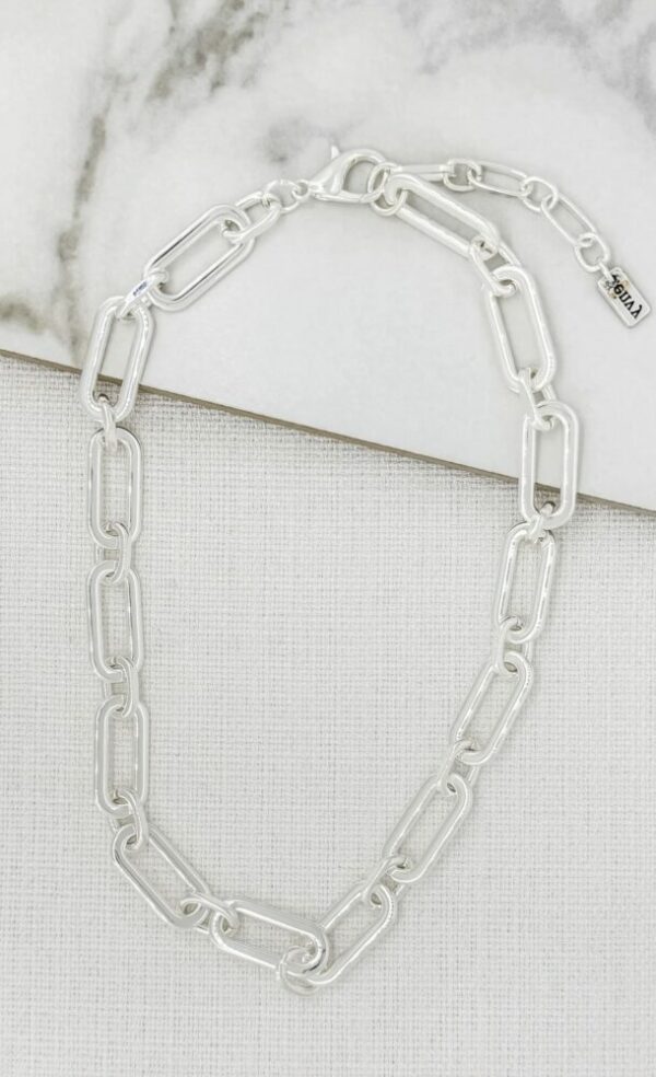 Envy 3635 Short Silver Link Necklace