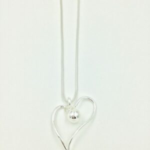 284 Silver Long Heart Necklace