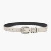 047 Slim Leather H Belt in Cream and Dusty Pink - Image 2
