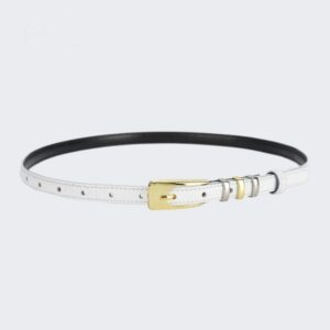 053 Slim Leather Belt in White and Black