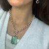 Cosette 2217 Baguette Gold Plated Chain Necklace with Pendant - Pink & Blue
