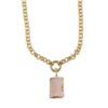 Cosette 2217 Baguette Gold Plated Chain Necklace with Pendant - Pink & Blue - Image 2