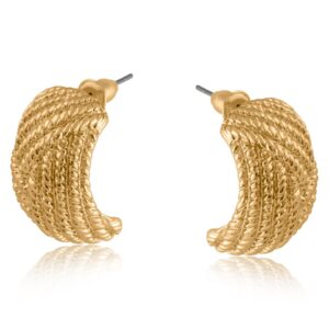Minica 3234 Ripple Effect Hoop Earrings - Gold & Silver