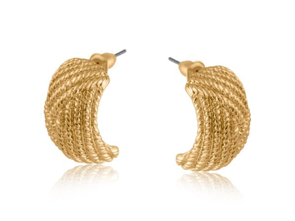Minica 3234 Ripple Effect Hoop Earrings - Gold & Silver
