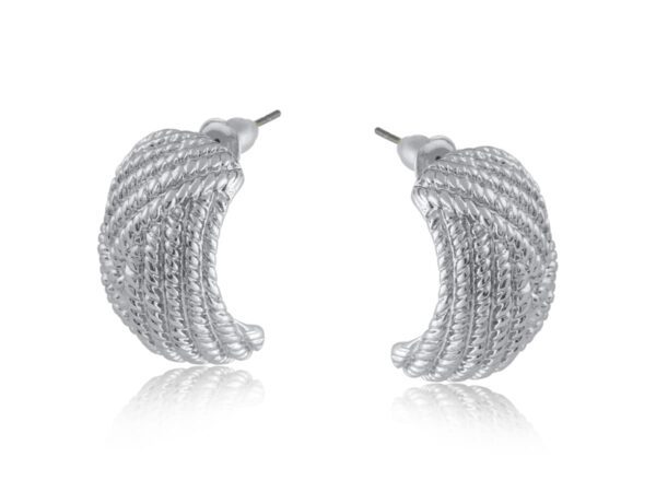 Minica 3234 Ripple Effect Hoop Earrings - Gold & Silver - Image 2