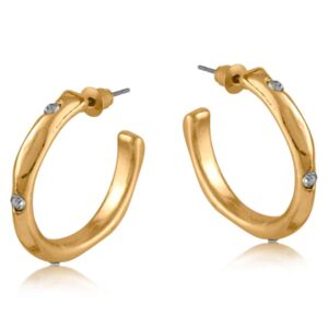 Pamela 3257 Organic Shape Hoop Earrings - Gold & Silver