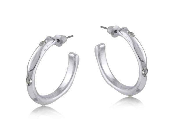 Pamela 3257 Organic Shape Hoop Earrings - Gold & Silver - Image 2