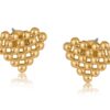 Rufina 2955 Pixel Heart Stud Earrings - Gold & Silver