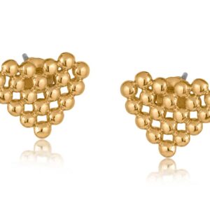 Rufina 2955 Pixel Heart Stud Earrings - Gold & Silver