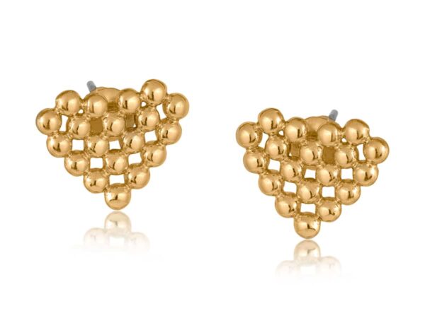Rufina 2955 Pixel Heart Stud Earrings - Gold & Silver