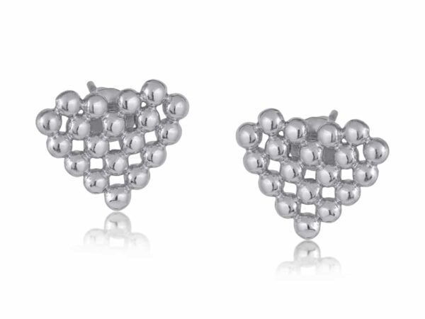 Rufina 2955 Pixel Heart Stud Earrings - Gold & Silver - Image 2