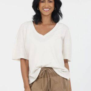 Suzy D Barnaby Cotton V Neck Tee