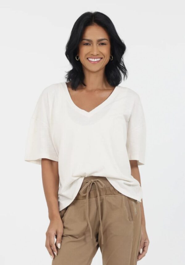 Suzy D Barnaby Cotton V Neck Tee