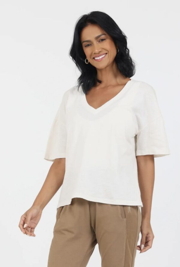 Suzy D Barnaby Cotton V Neck Tee - Image 3