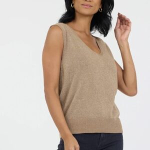 Suzy D Farley Sparkle V Neck Soft Knit Tank