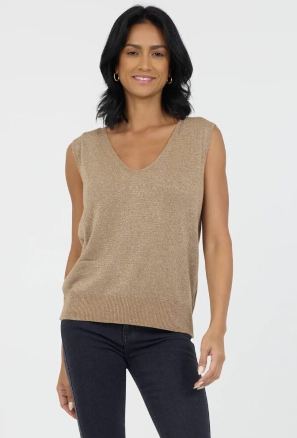 Suzy D Farley Sparkle V Neck Soft Knit Tank - Image 3