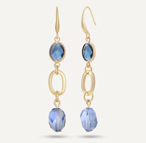 1126 Blue Crystal Hook Earrings