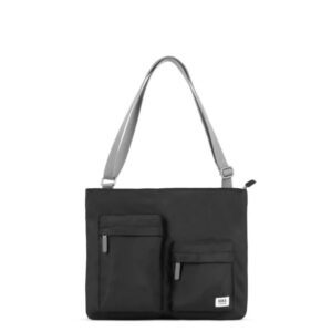 Roka Moorgate Black Recycled Nylon Medium Crossbody Bag