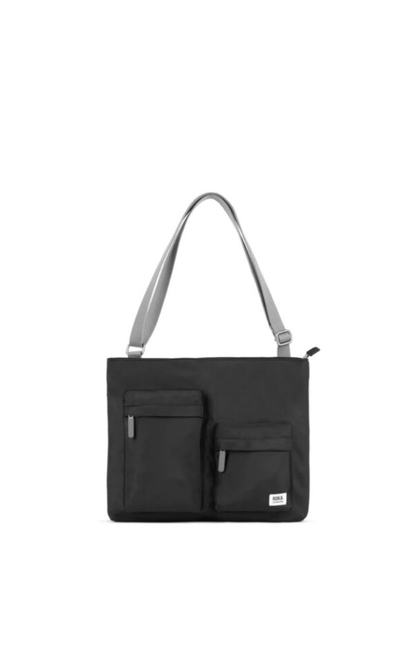 Roka Moorgate Black Recycled Nylon Medium Crossbody Bag