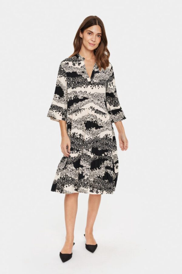 Saint Tropez Black Wavy Flowers Eda Dress - Image 4