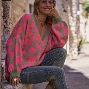 Belle V Neck Animal Print Jumper
