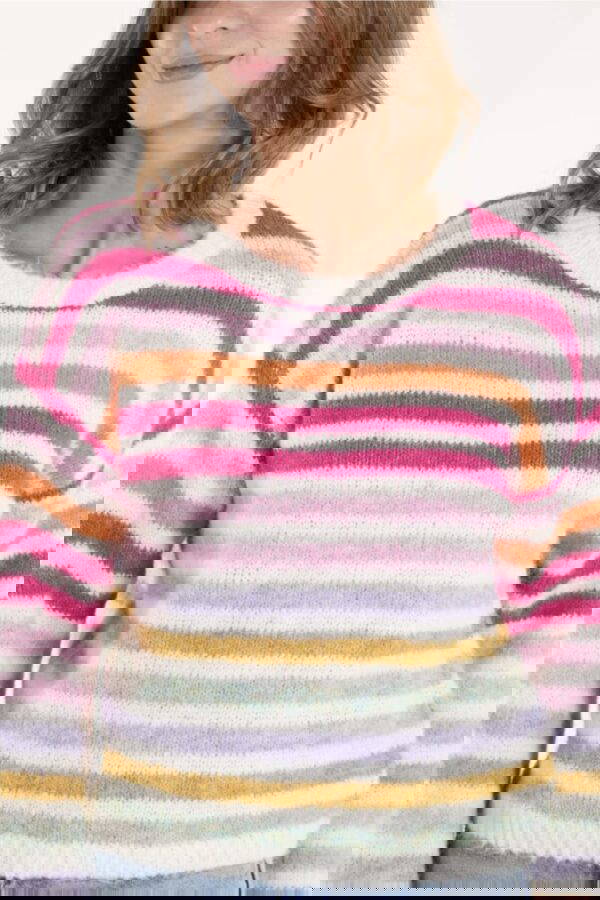 Sara Stripe R Neck Jumper - Image 4