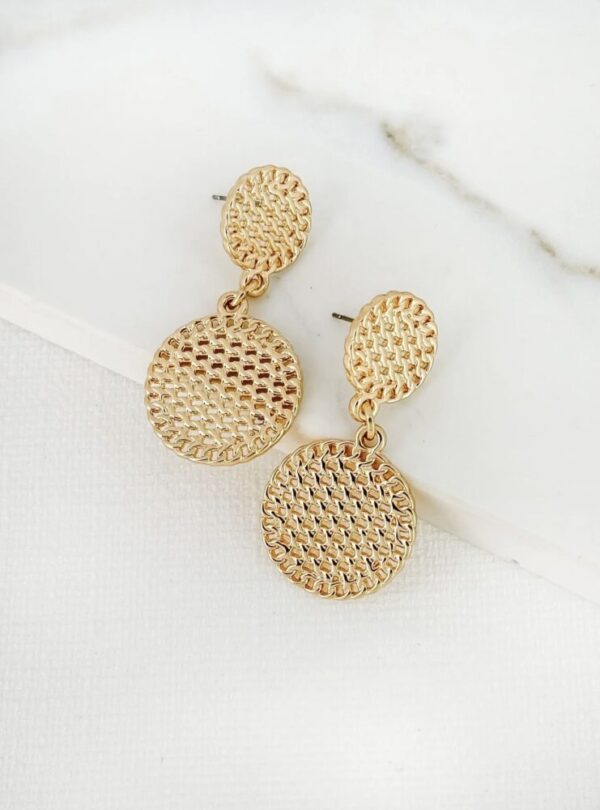 Envy 4364 Textured Double Circle Earrings in Gold & Silver