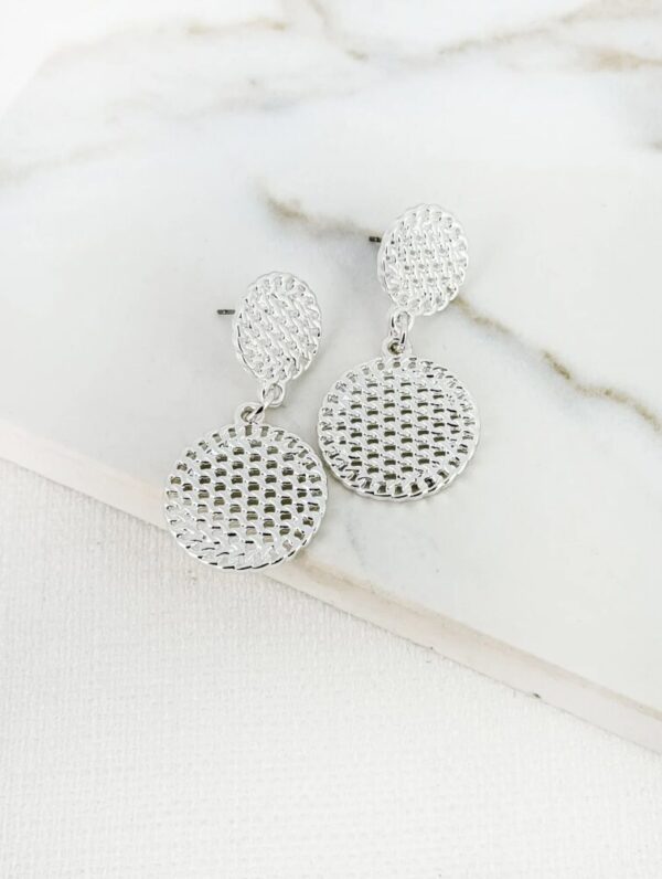 Envy 4364 Textured Double Circle Earrings in Gold & Silver - Image 2