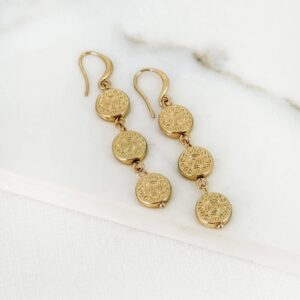 Envy 4366 Coin Dropper Earrings in Gold & Silver