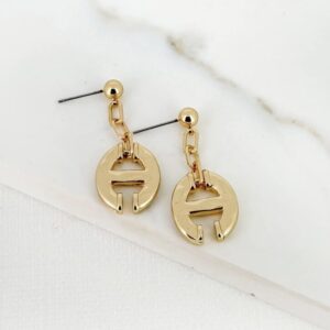 Envy 4367 Shiny gold dropper earrings