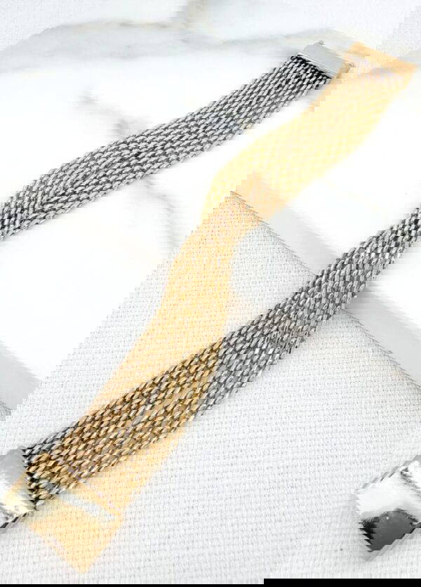 Envy 4388 Gold mesh double layer bracelet with magnetic clasp