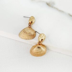 Envy 4405 Gold shell dropper earrings