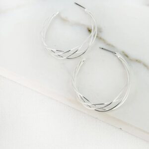 Envy 4412 Large Lattice Effect Earrings in Gold & Silver