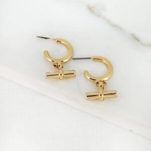 Envy 4414 T-Bar Hoop Earrings in Gold & Silver
