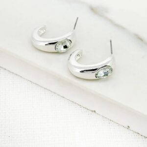 Envy 4440 Stud Earrings with Faceted Crystal in Gold & Silver