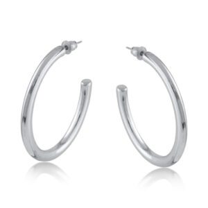 3252 Cassandra Oval Tube Hoop Earrings in Gold & Silver