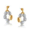 3604 Charlotte Tiny Circle Earrings in Pearl & Turquoise - Image 2